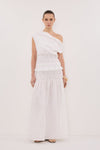 MAIA WHITE LINEN SHIRRED SKIRT