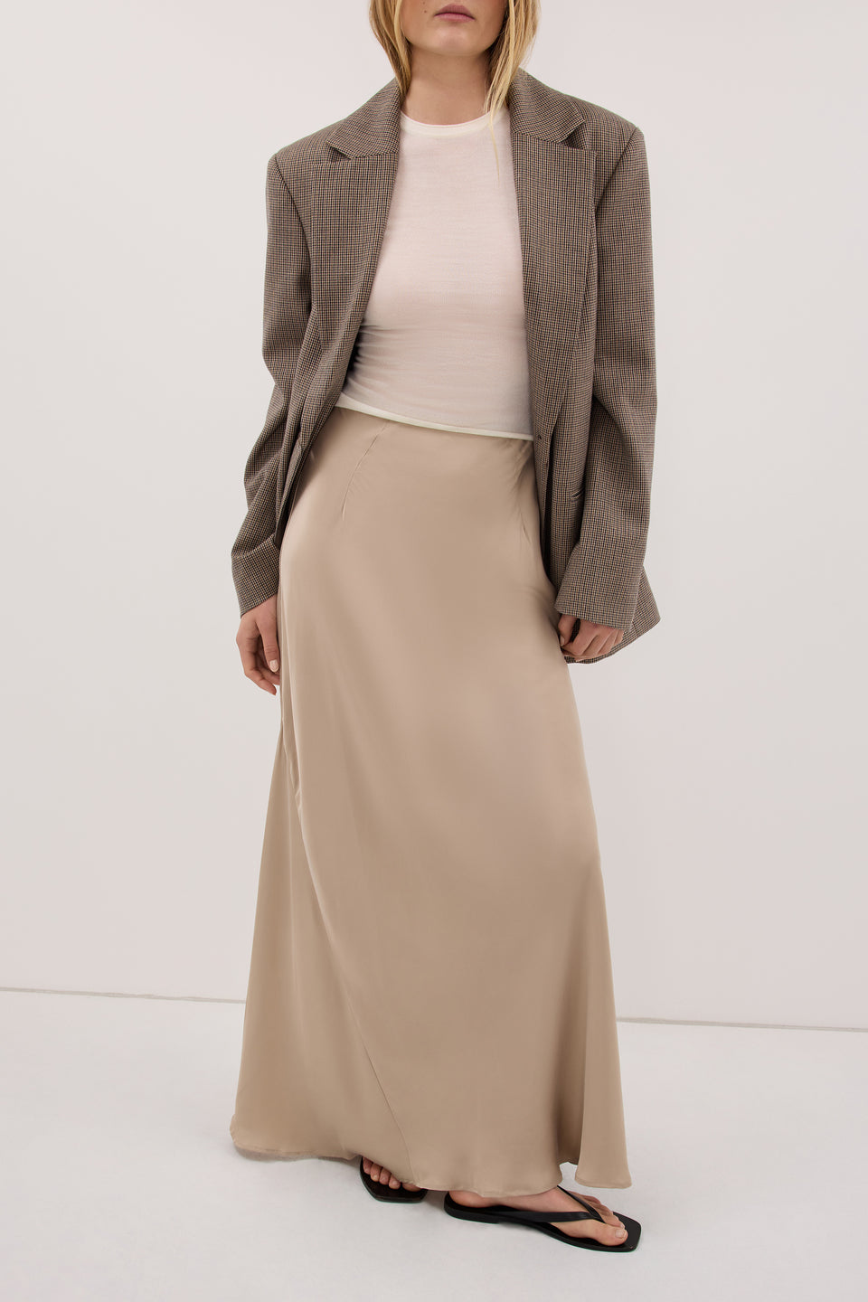 JULIETTE GOLD SILK MIDI SKIRT