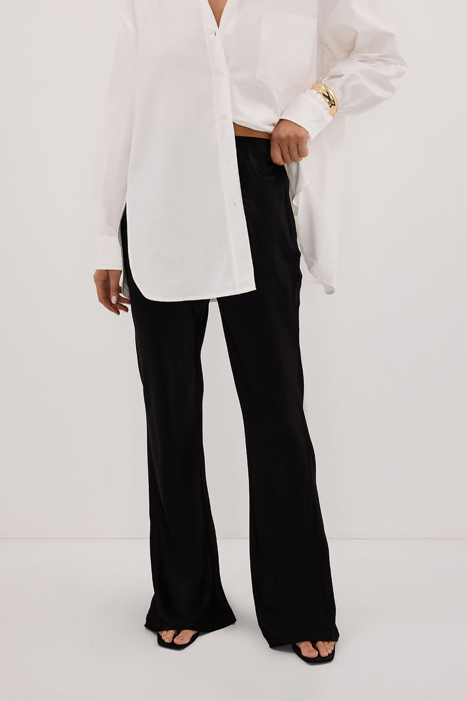 NIKKI BLACK SATIN BIAS PANT Clothing DISSH Boutiques