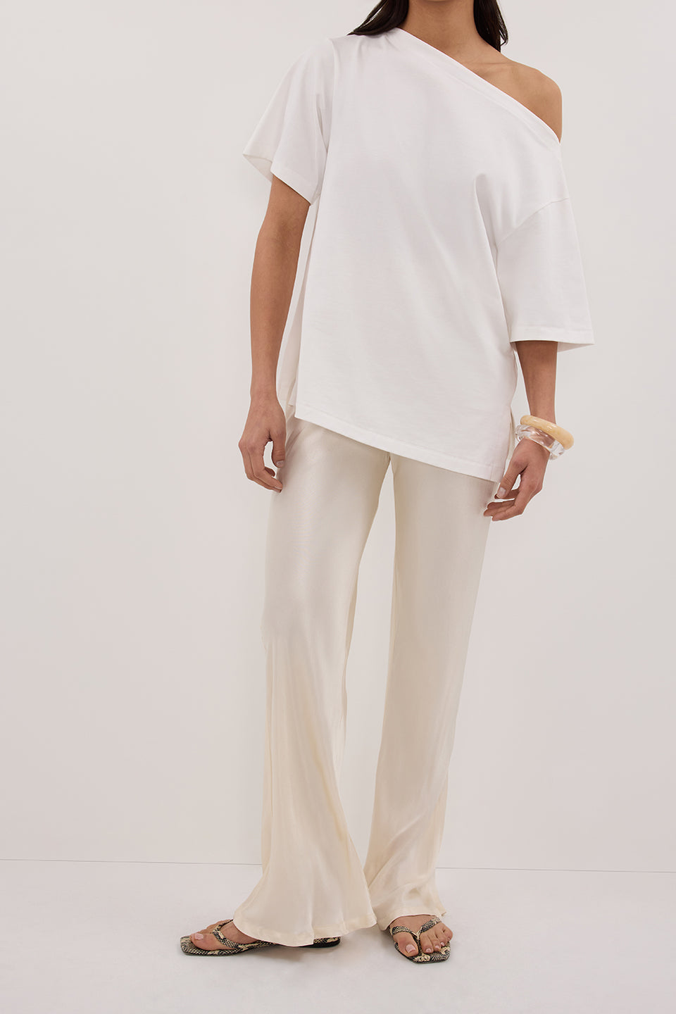 NIKKI CREAM SATIN BIAS PANT Clothing DISSH Boutiques