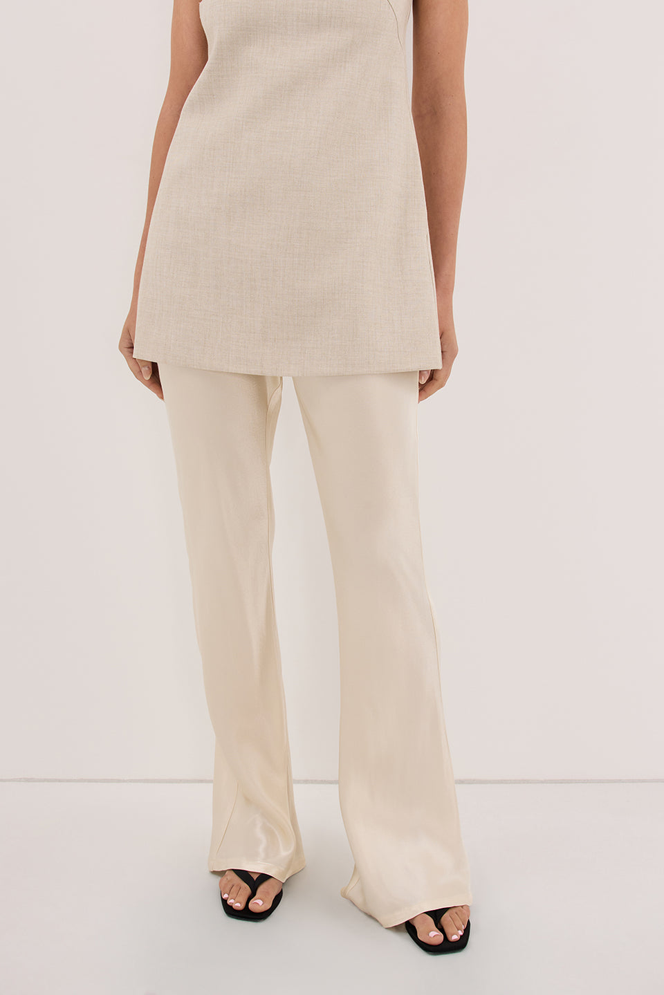 NIKKI CREAM SATIN BIAS PANT Clothing DISSH Boutiques