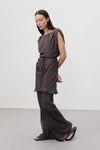 TIA CHOC MICRO CHECK BIAS PANT
