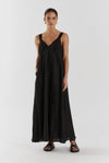 TIARNE BLACK LINEN MAXI DRESS