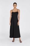 LUCIA BLACK LINEN MIDI DRESS