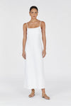 LUCIA WHITE LINEN MIDI DRESS