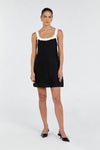 CARTER BLACK LINEN SHIFT MINI DRESS