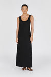 MONICA BLACK SCOOP LINEN MAXI DRESS