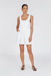 MONICA WHITE LINEN SCOOP MINI DRESS