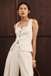 FRAN SANDSTONE LINEN VEST