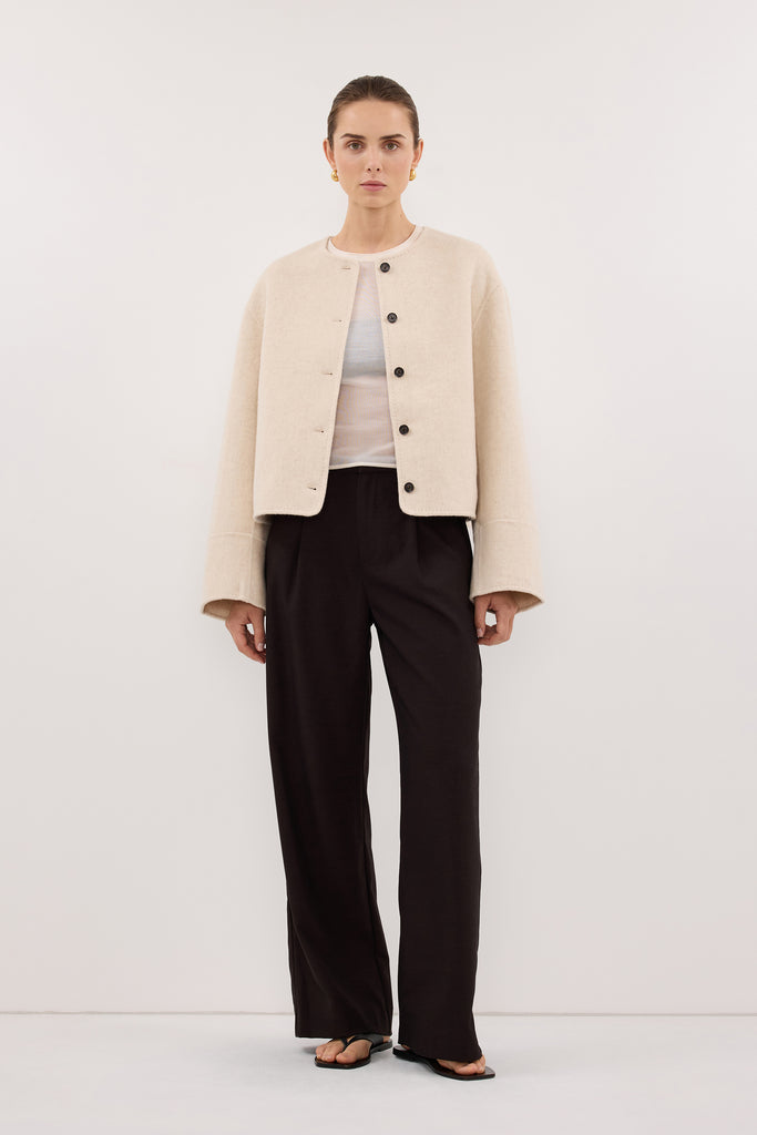 JACLYN IVORY MARLE CROPPED WOOL BLEND COAT | Dissh