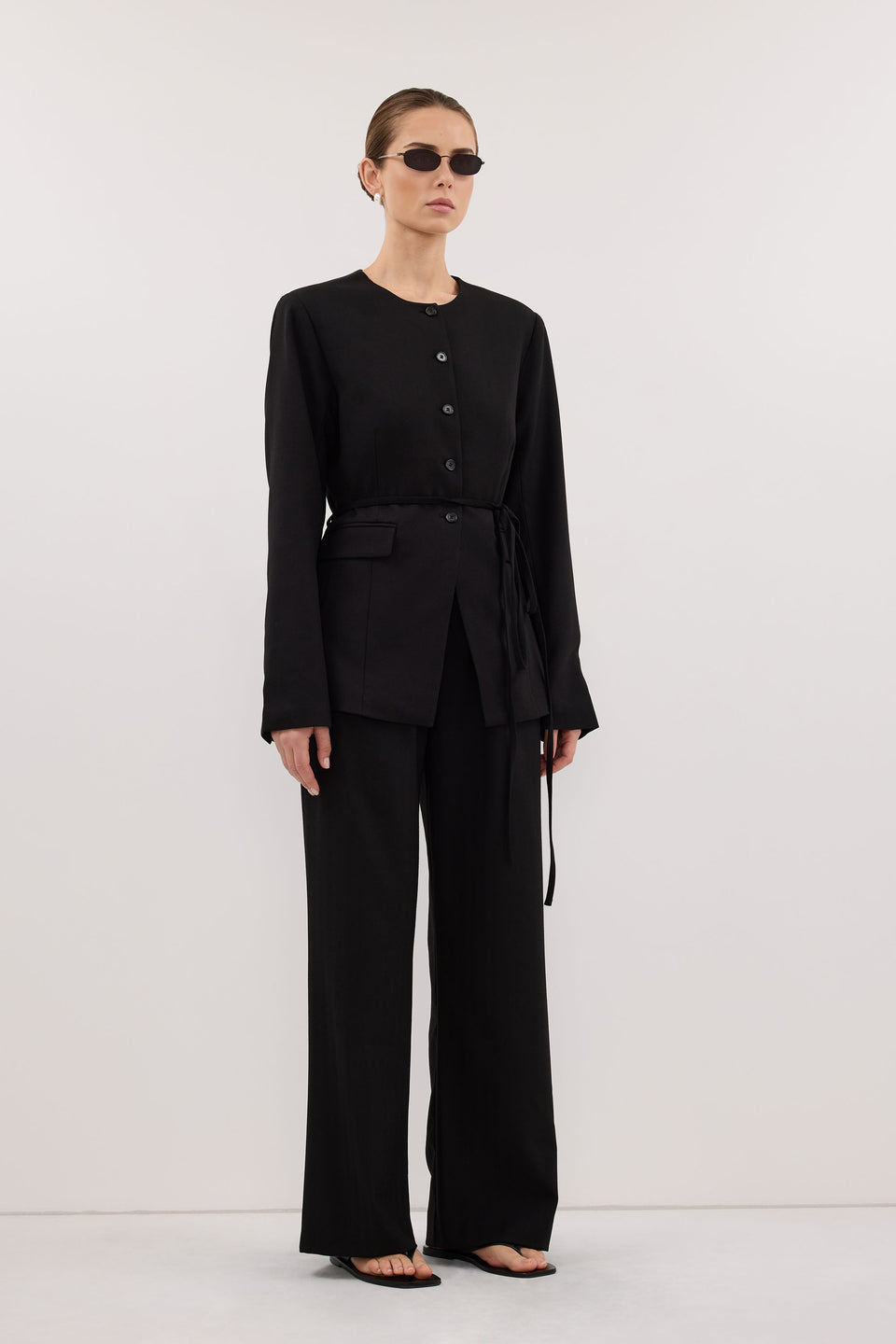 CYRUS BLACK COLLARLESS BLAZER