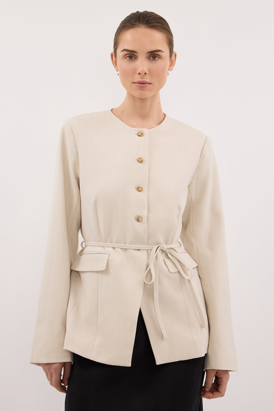 CYRUS BONE COLLARLESS BLAZER