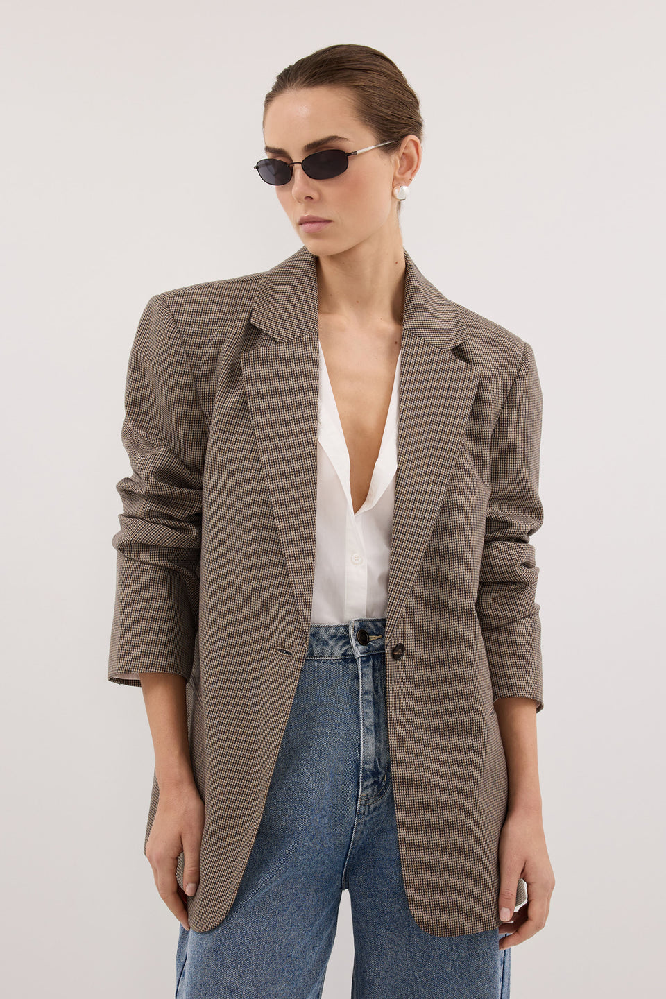 ELLORY BUFF OVERSIZED HOUNDSTOOTH BLAZER