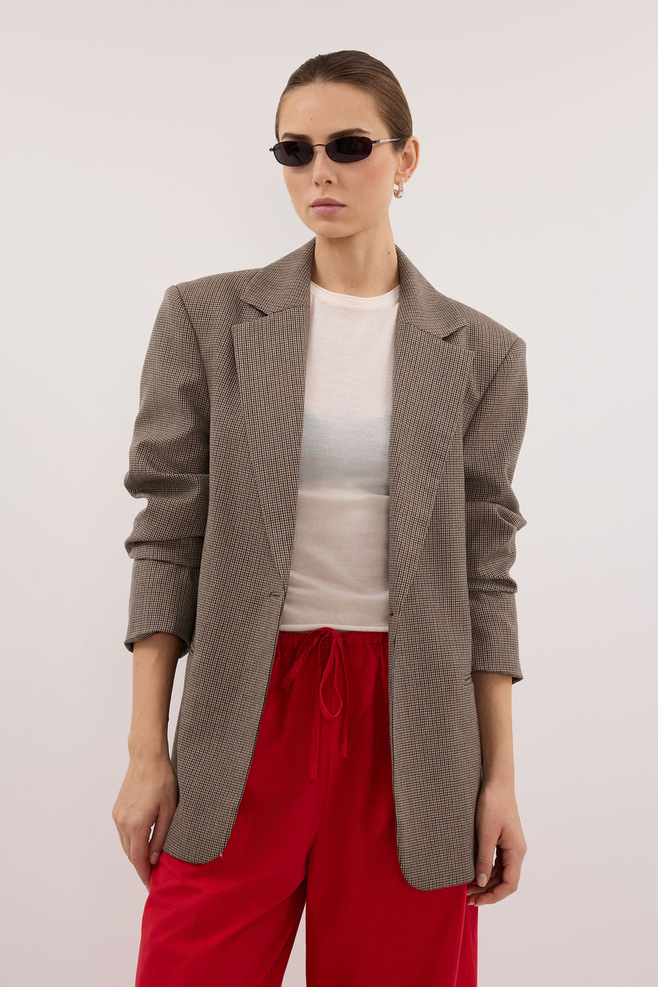 ELLORY BUFF OVERSIZED HOUNDSTOOTH BLAZER