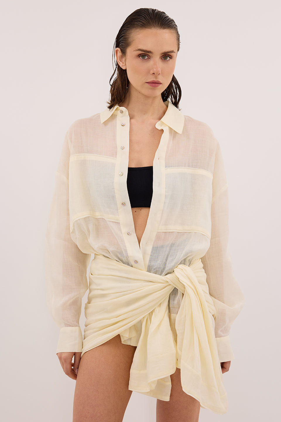 KAI STRAW OVERSIZED RAMIE LONG SLEEVE SHIRT - PRE ORDER Clothing DISSH Boutiques