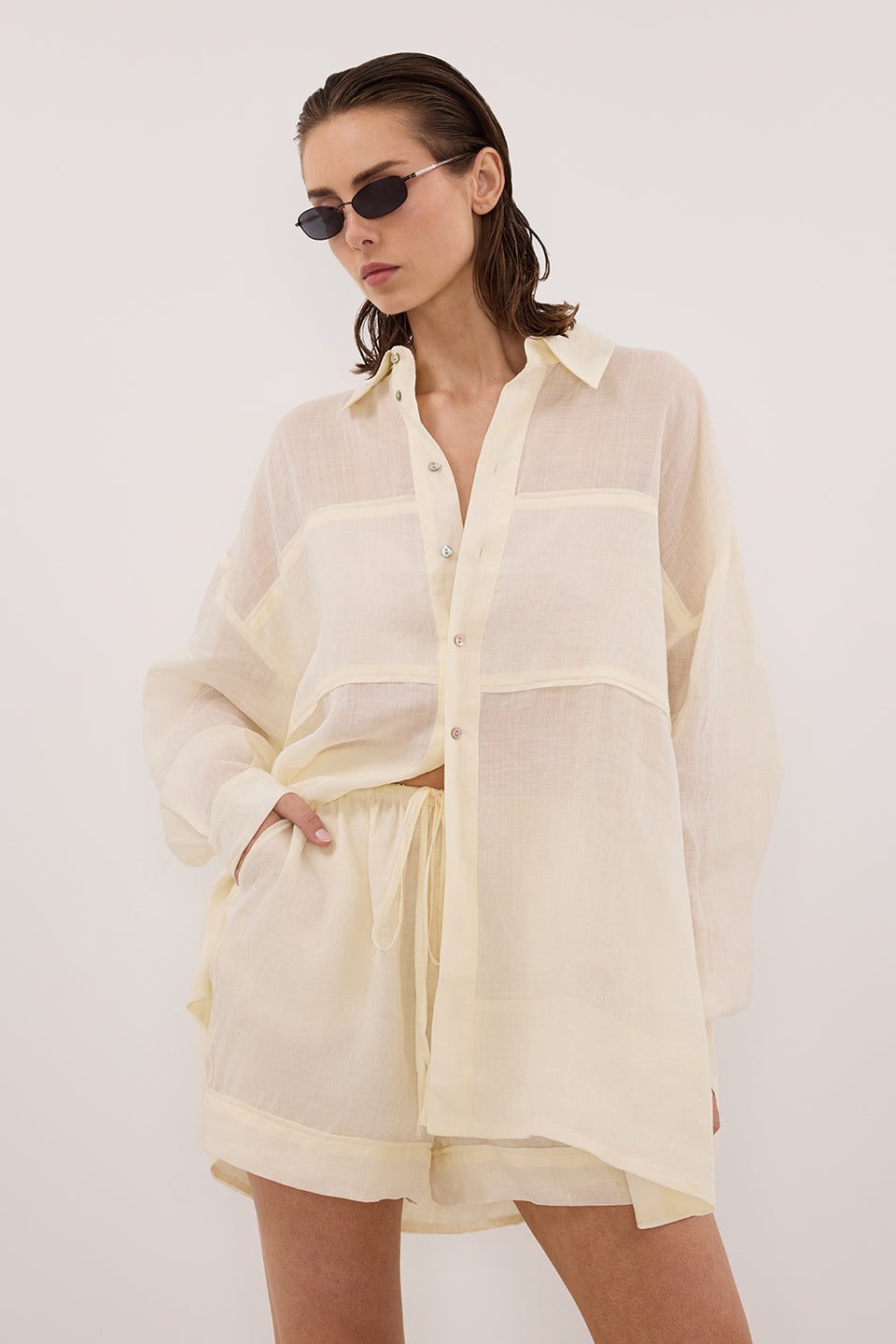 KAI STRAW OVERSIZED RAMIE LONG SLEEVE SHIRT