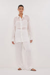 KAI WHITE OVERSIZED RAMIE LONG SLEEVE SHIRT