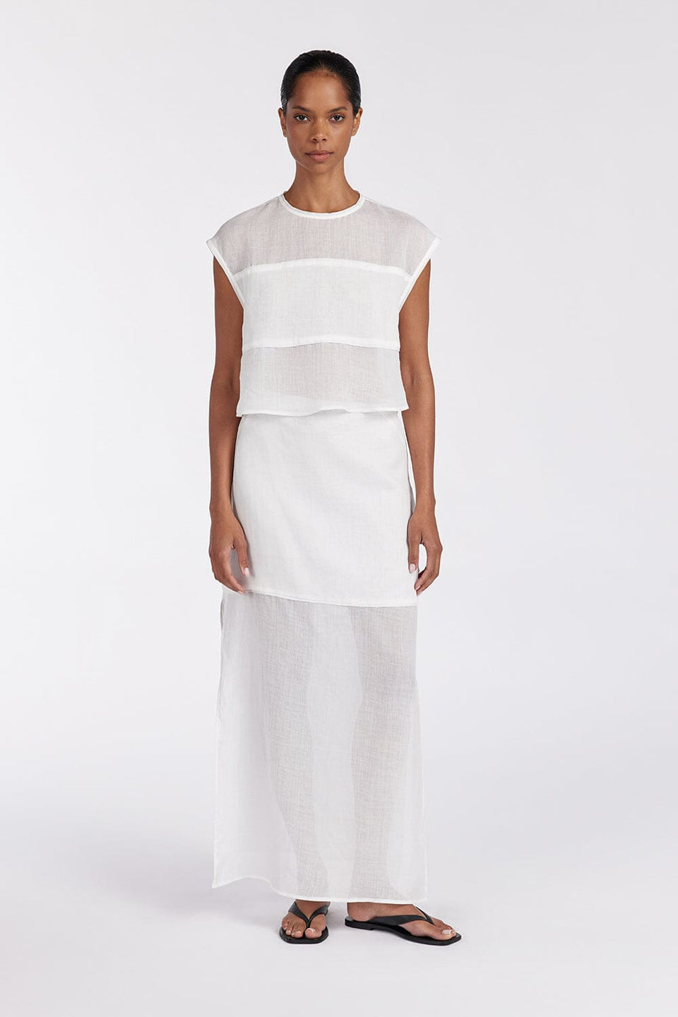 KAI WHITE RAMIE PANELLED TOP Clothing DISSH Boutiques 6 WHITE