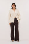SALMA IVORY POLO NECK KNIT CARDIGAN