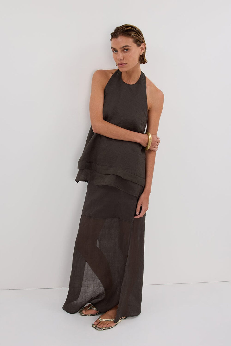 CARMEL PETROL RAMIE HALTER TOP Clothing DISSH Boutiques 6 PETROL