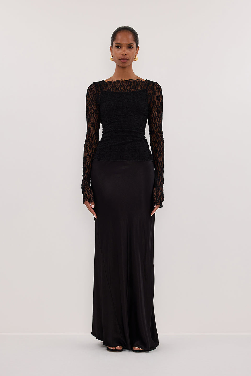LIZZIE BLACK LACE LONG SLEEVE TOP Clothing DISSH Boutiques XXS BLACK