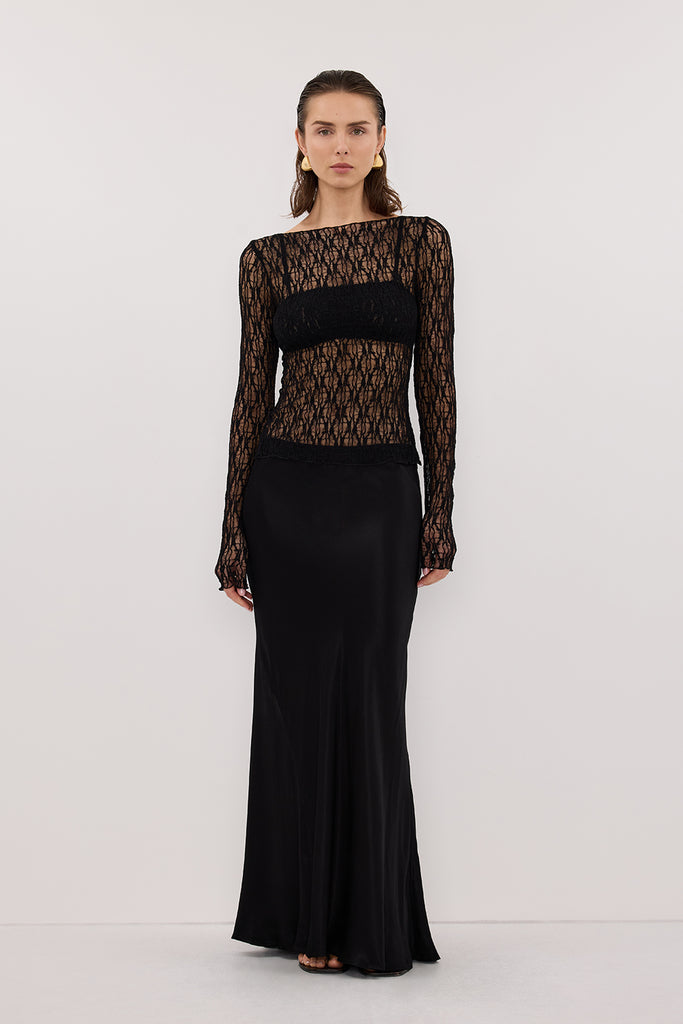Solid Lizzy 3/4 Bell Sleeve Top in Black