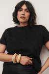 SALMA BLACK CAP SLEEVE KNIT TOP