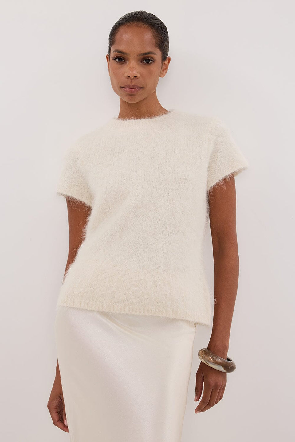 SALMA IVORY CAP SLEEVE KNIT TOP Clothing DISSH Boutiques