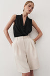 FELICITY BLACK SLEEVELESS WRAP TOP