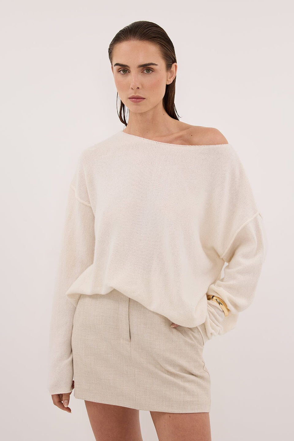 TESS IVORY BOATNECK KNIT JUMPER Clothing DISSH Boutiques