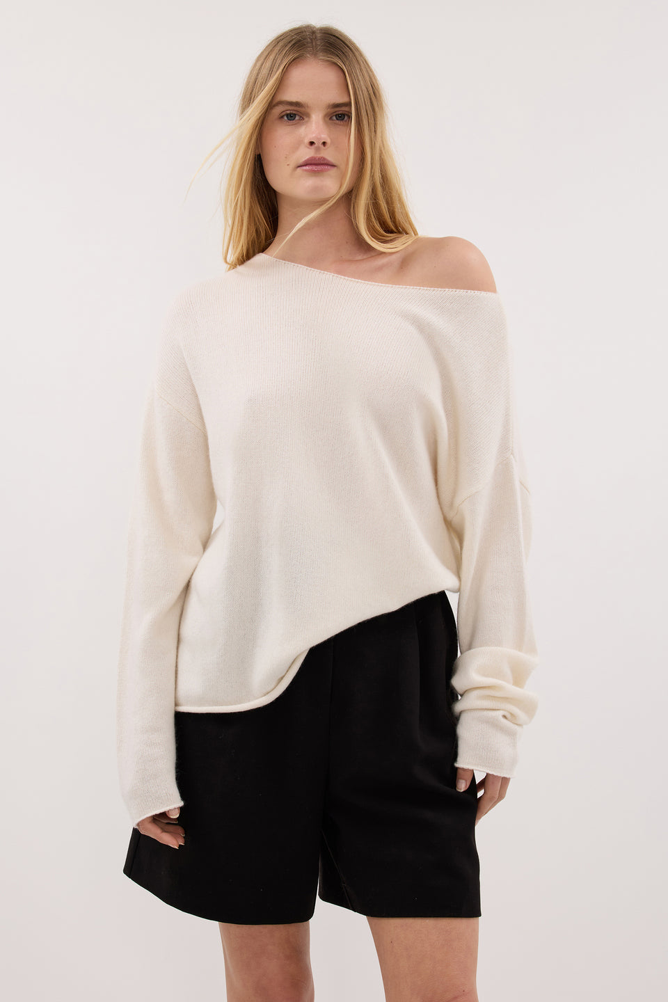 TESS IVORY BOATNECK KNIT JUMPER