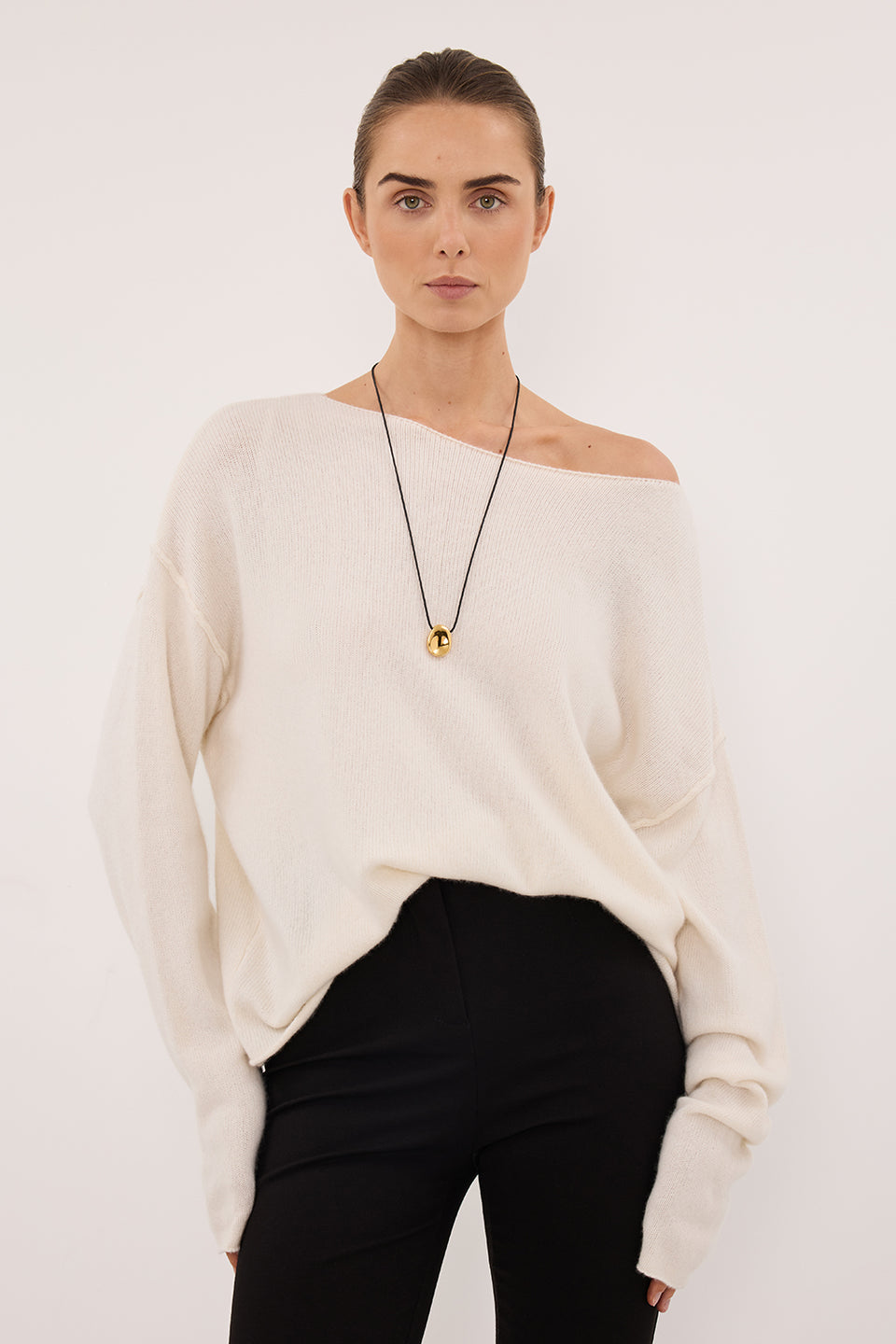 TESS IVORY BOATNECK KNIT JUMPER Clothing DISSH Boutiques