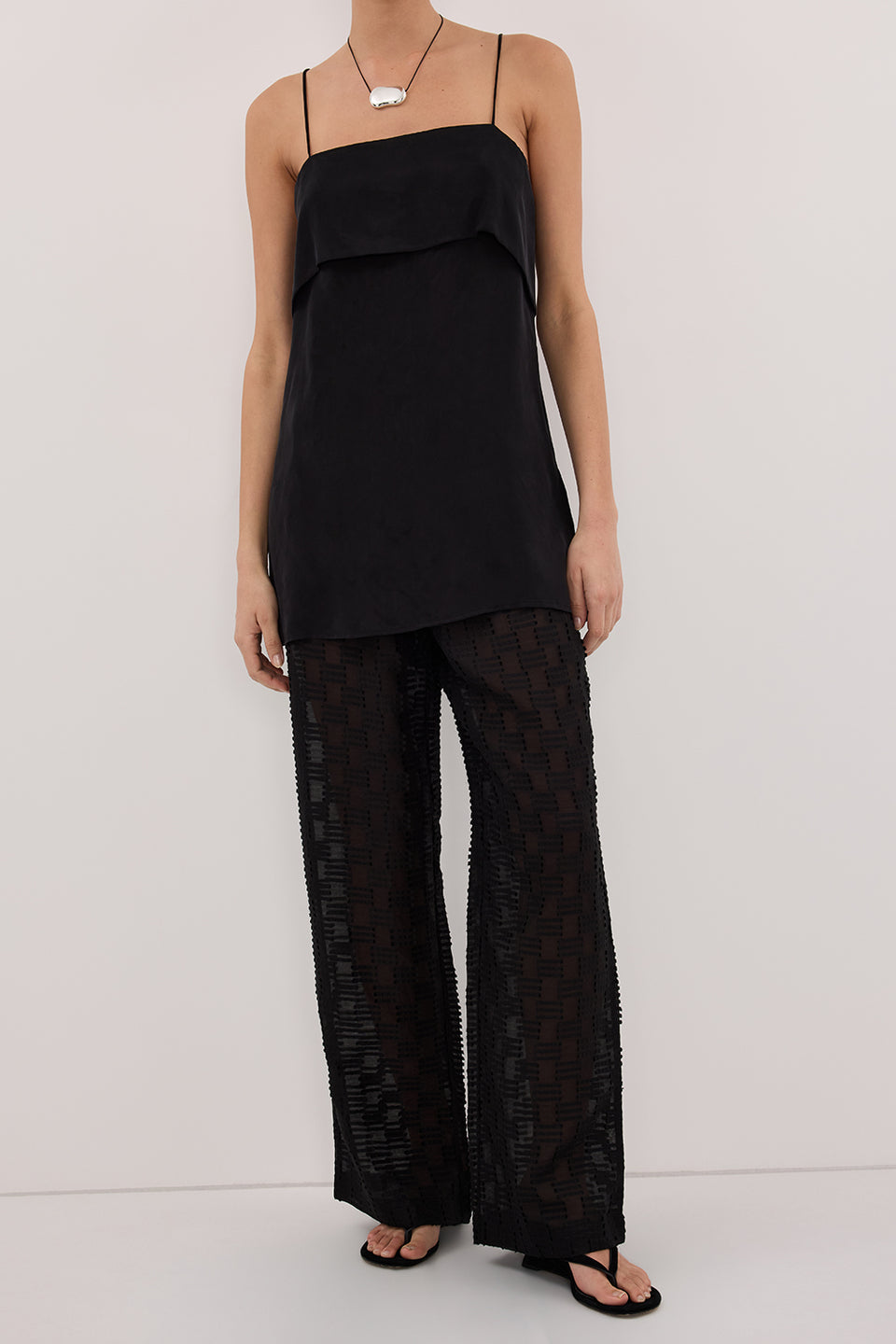 ELBA BLACK SHEER CHECK PANTS Clothing DISSH Boutiques