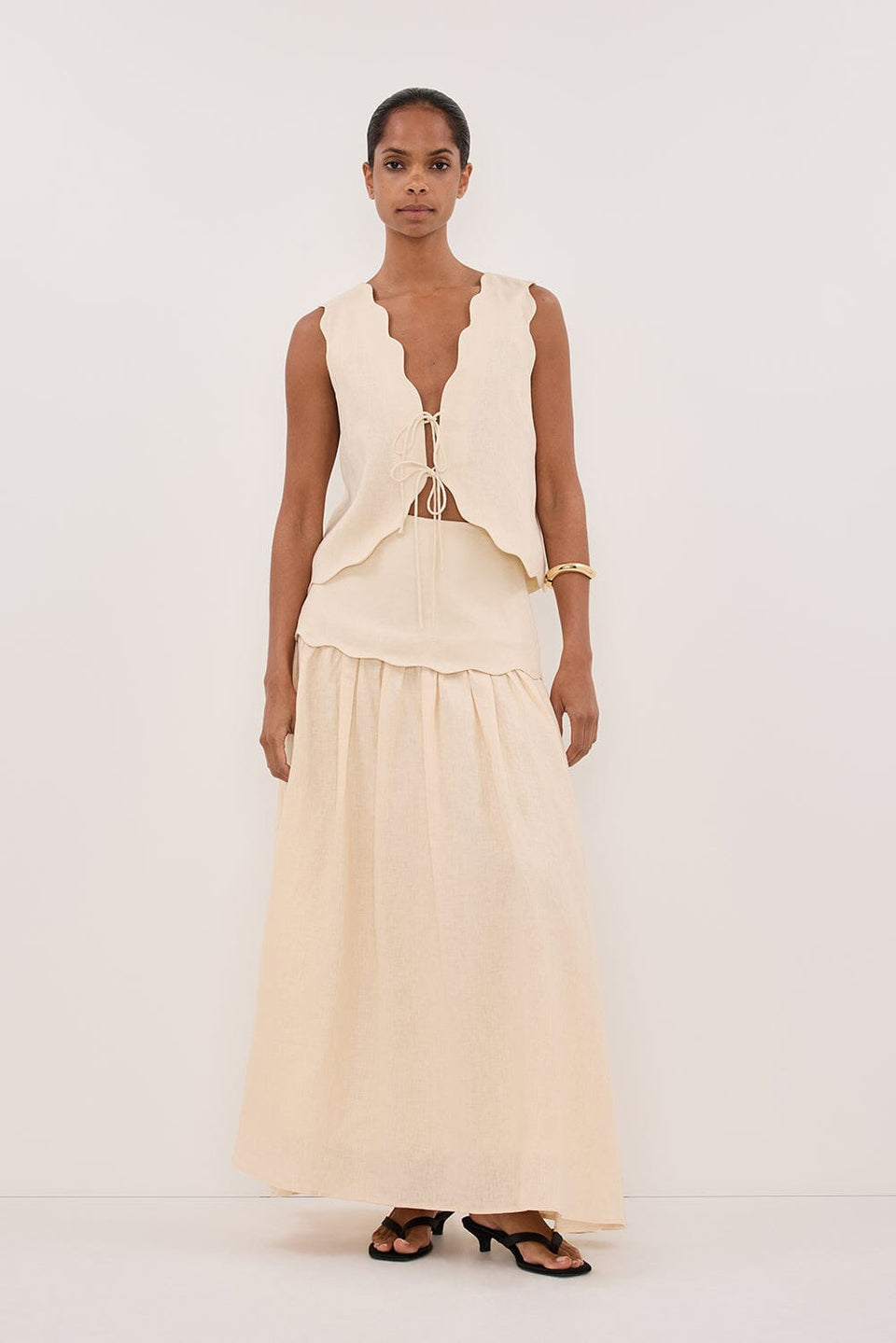 LELA SANDSTONE SLEEVELESS LINEN VEST TOP - PRE ORDER Clothing DISSH Boutiques 4 SANDSTONE