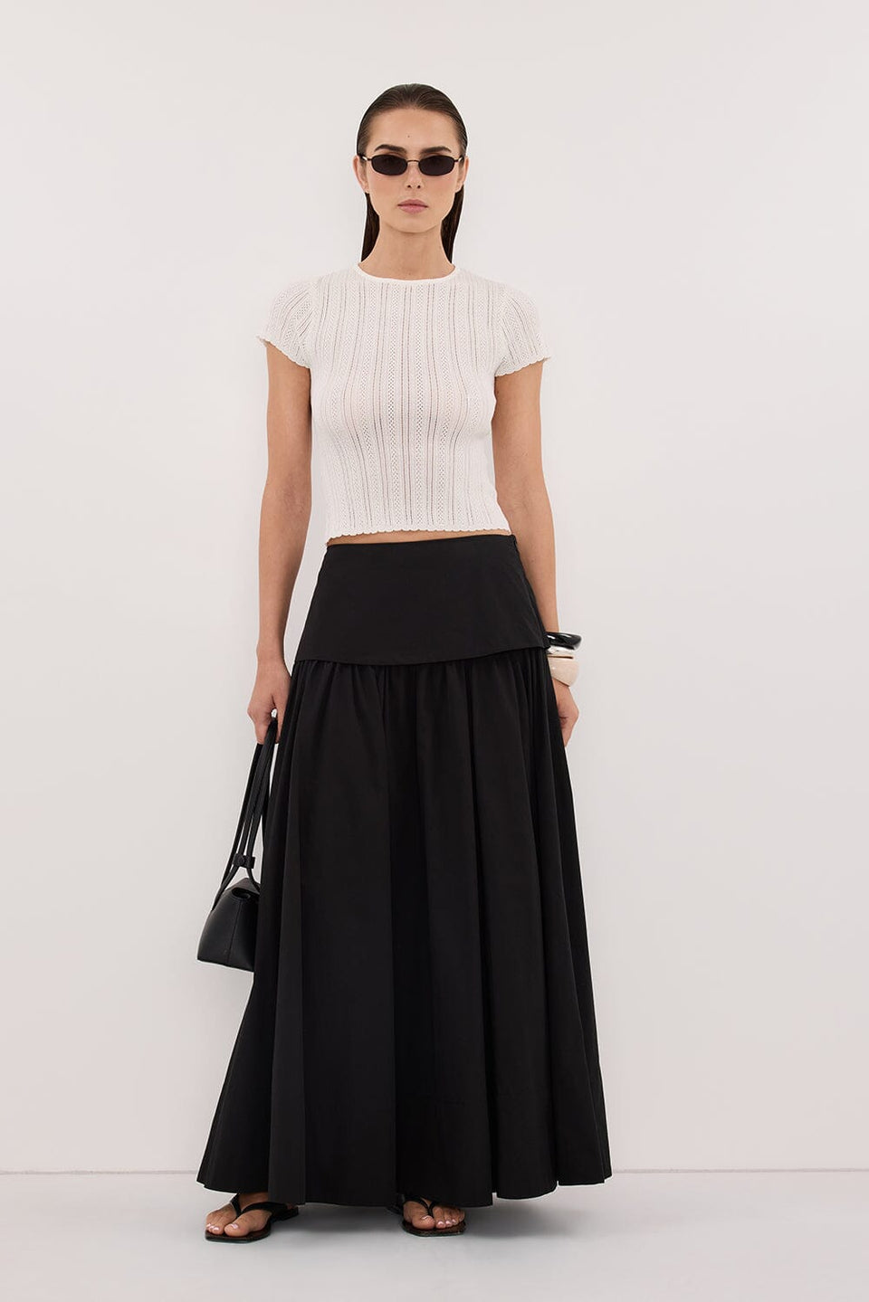 ELENA WHITE POINTELLE KNIT BABY TEE Clothing DISSH Boutiques