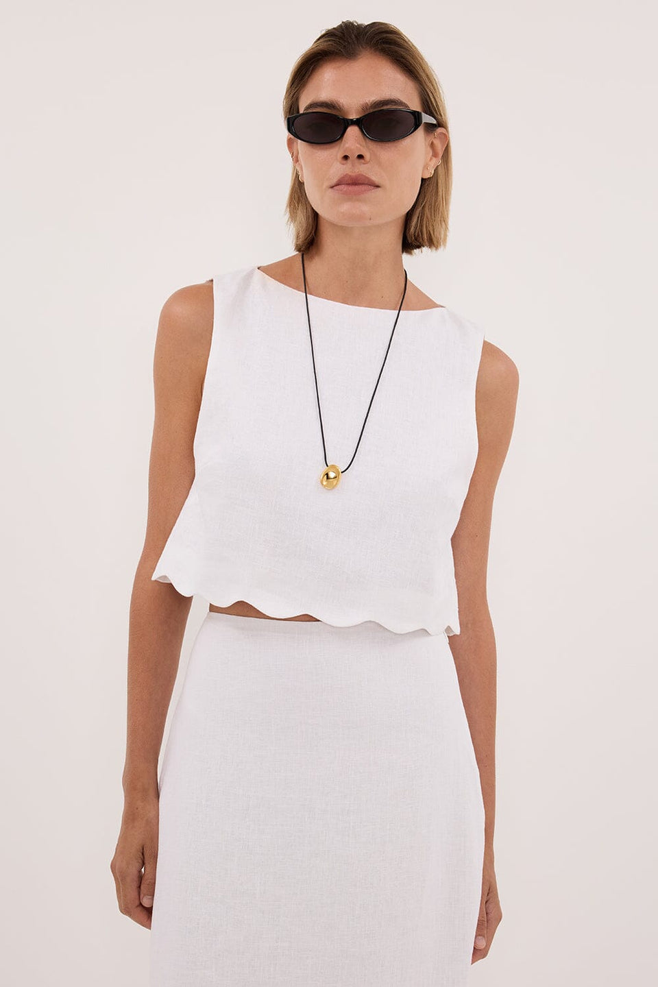 LELA WHITE LINEN CROP TOP