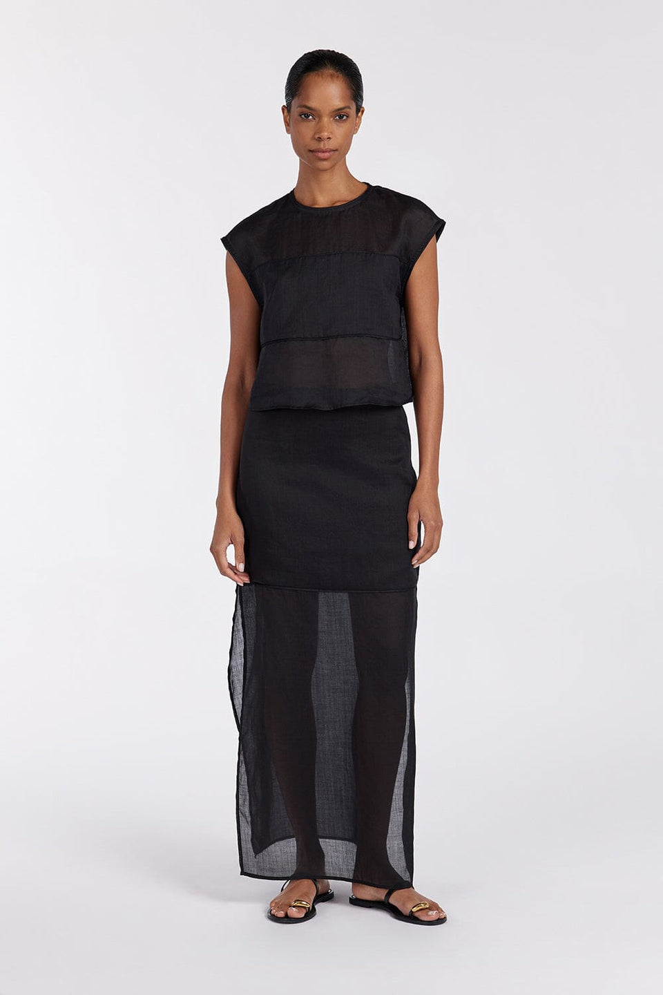 KAI BLACK RAMIE MIDI SKIRT Clothing DISSH Boutiques 12 BLACK