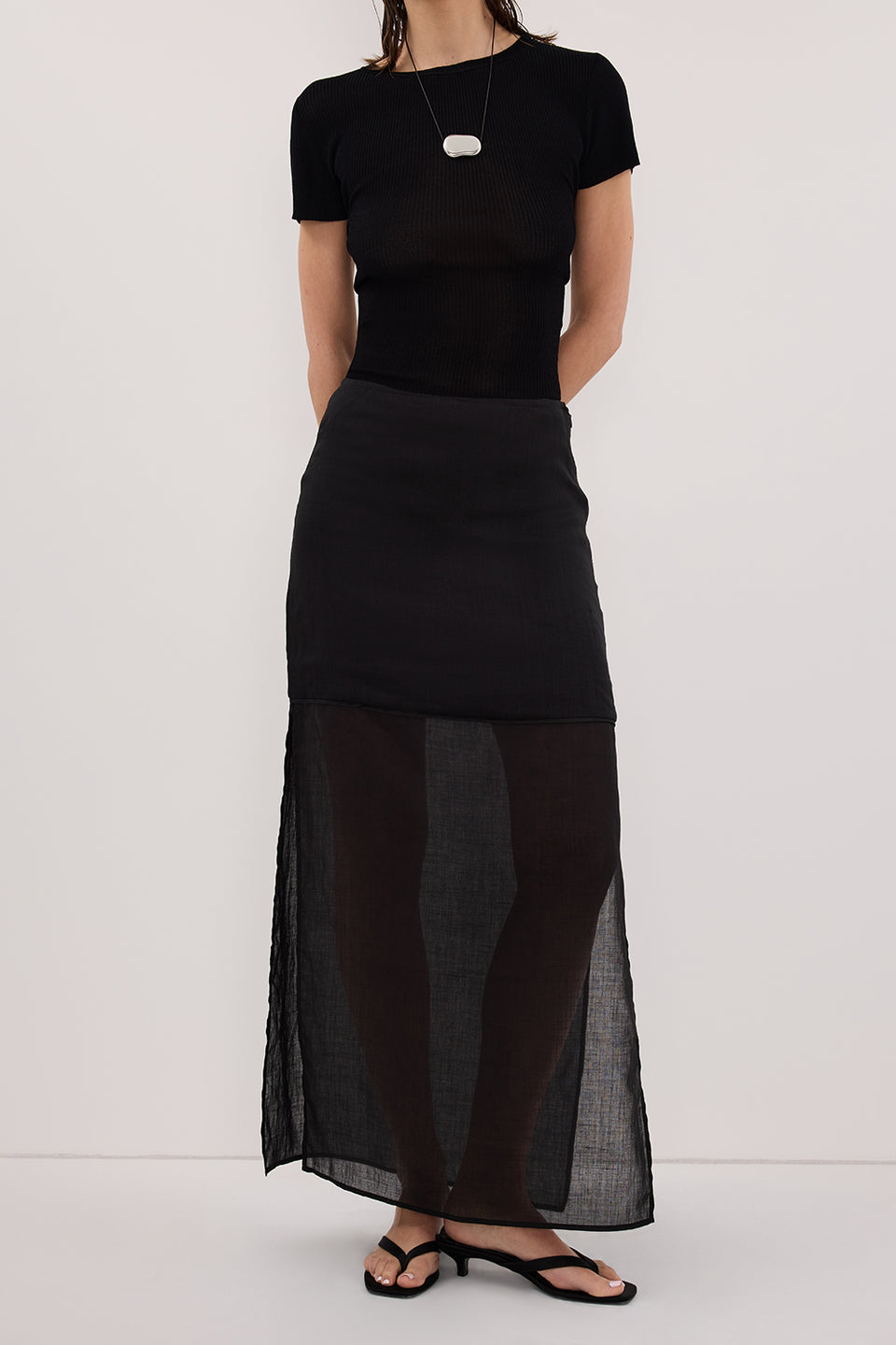 KAI BLACK RAMIE MIDI SKIRT Clothing DISSH Boutiques
