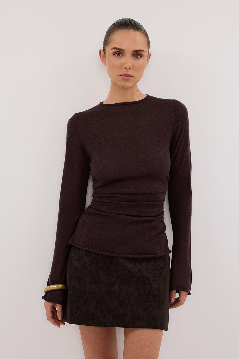 OAKLAND CHOC FAUX SUEDE MINI SKIRT Clothing DISSH Boutiques