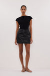 MONTY BLACK FAUX LEATHER MINI SKIRT