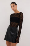 MONTY BLACK FAUX LEATHER MINI SKIRT
