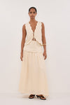 LELA SANDSTONE LINEN MIDI SKIRT - PRE ORDER