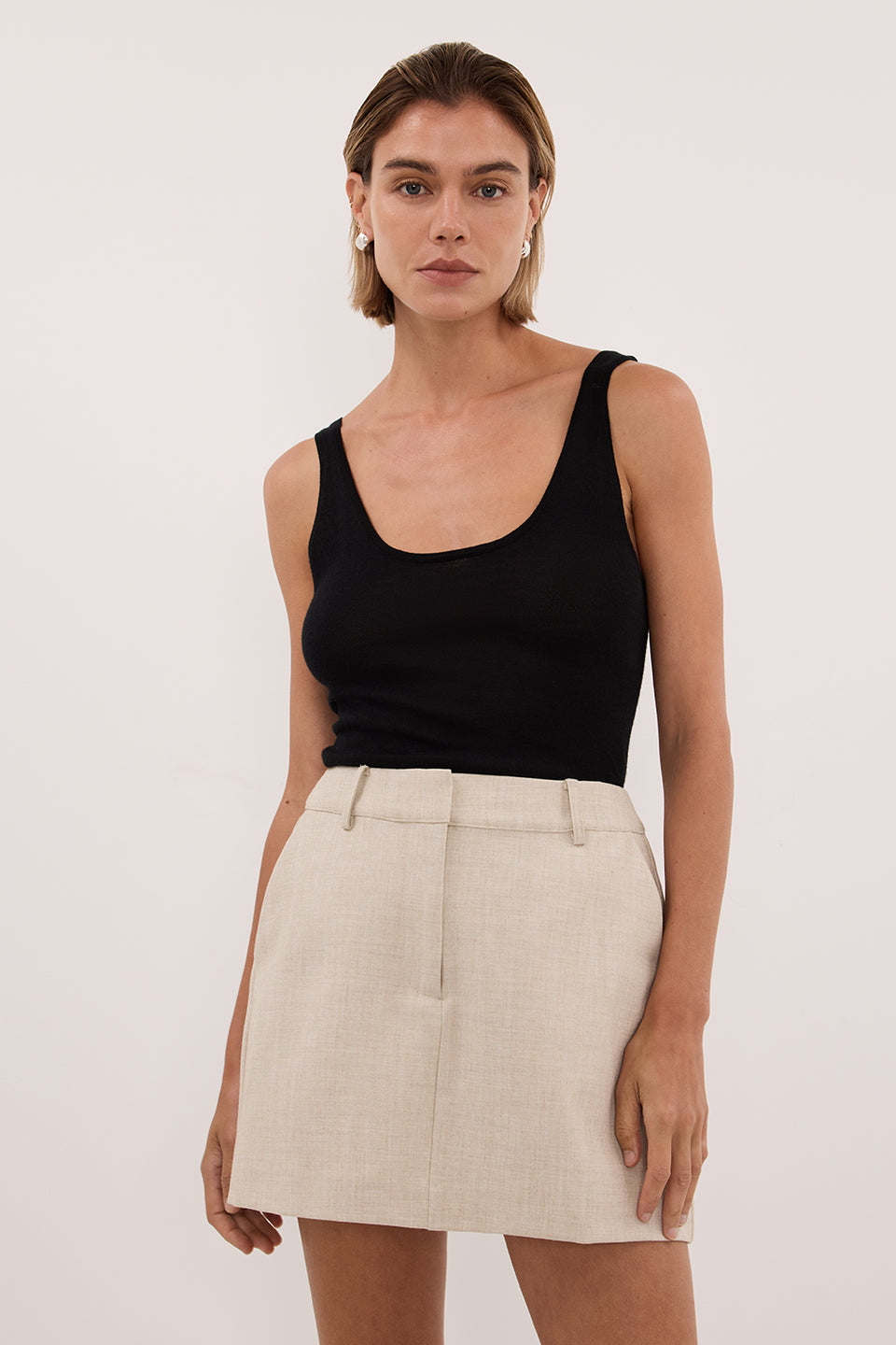 CYRUS NATURAL FLY FRONT SKORT Clothing DISSH Boutiques