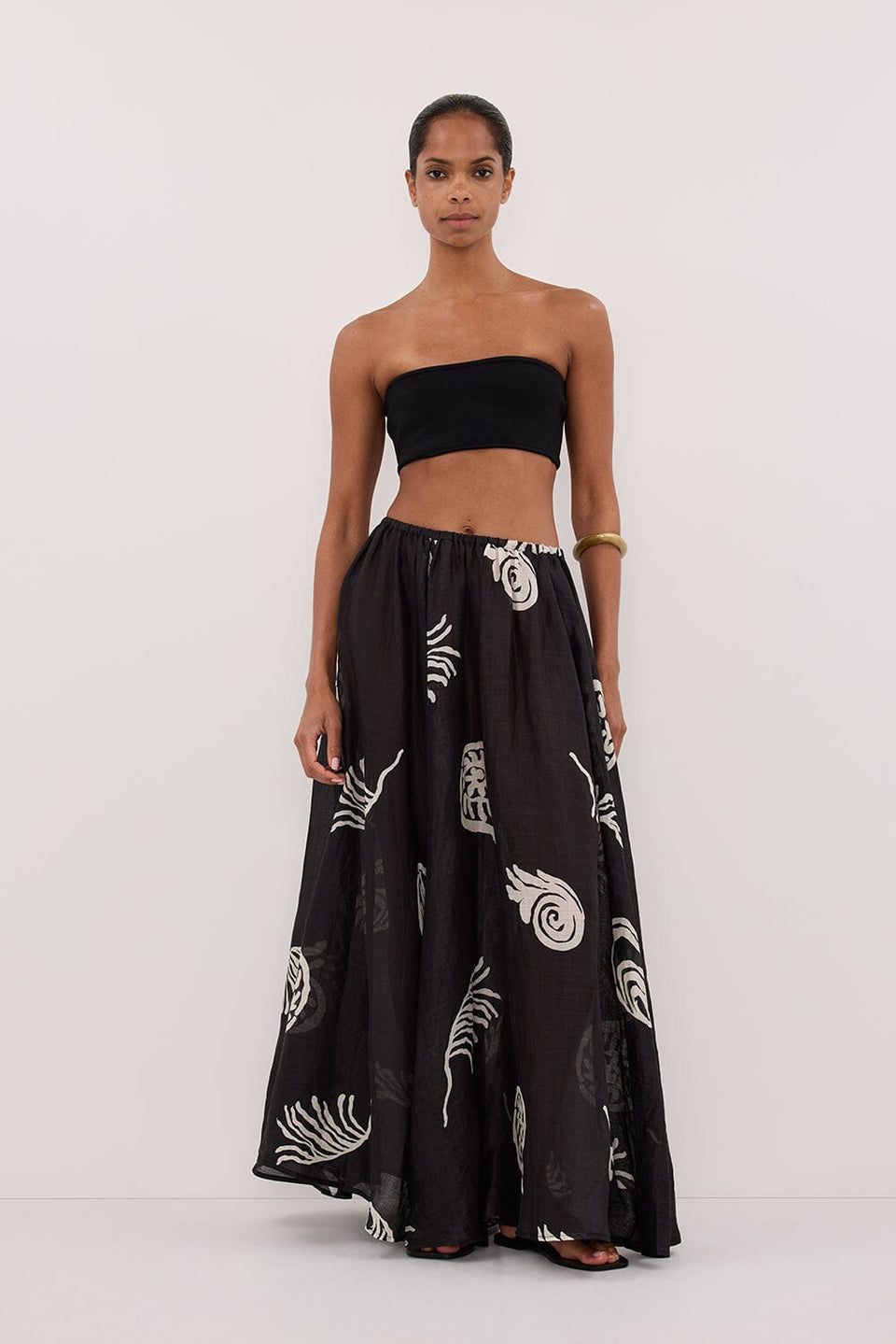 POSITANO BLACK RAMIE MIDI SKIRT - PRE ORDER Clothing DISSH Boutiques 4 BLACK