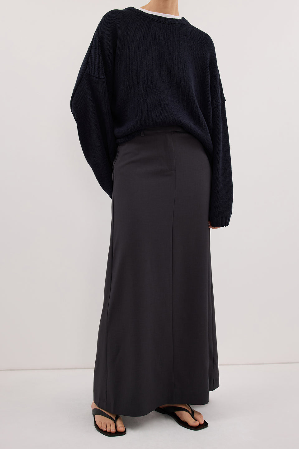 PARKER GREY TAILORED MAXI SKIRT