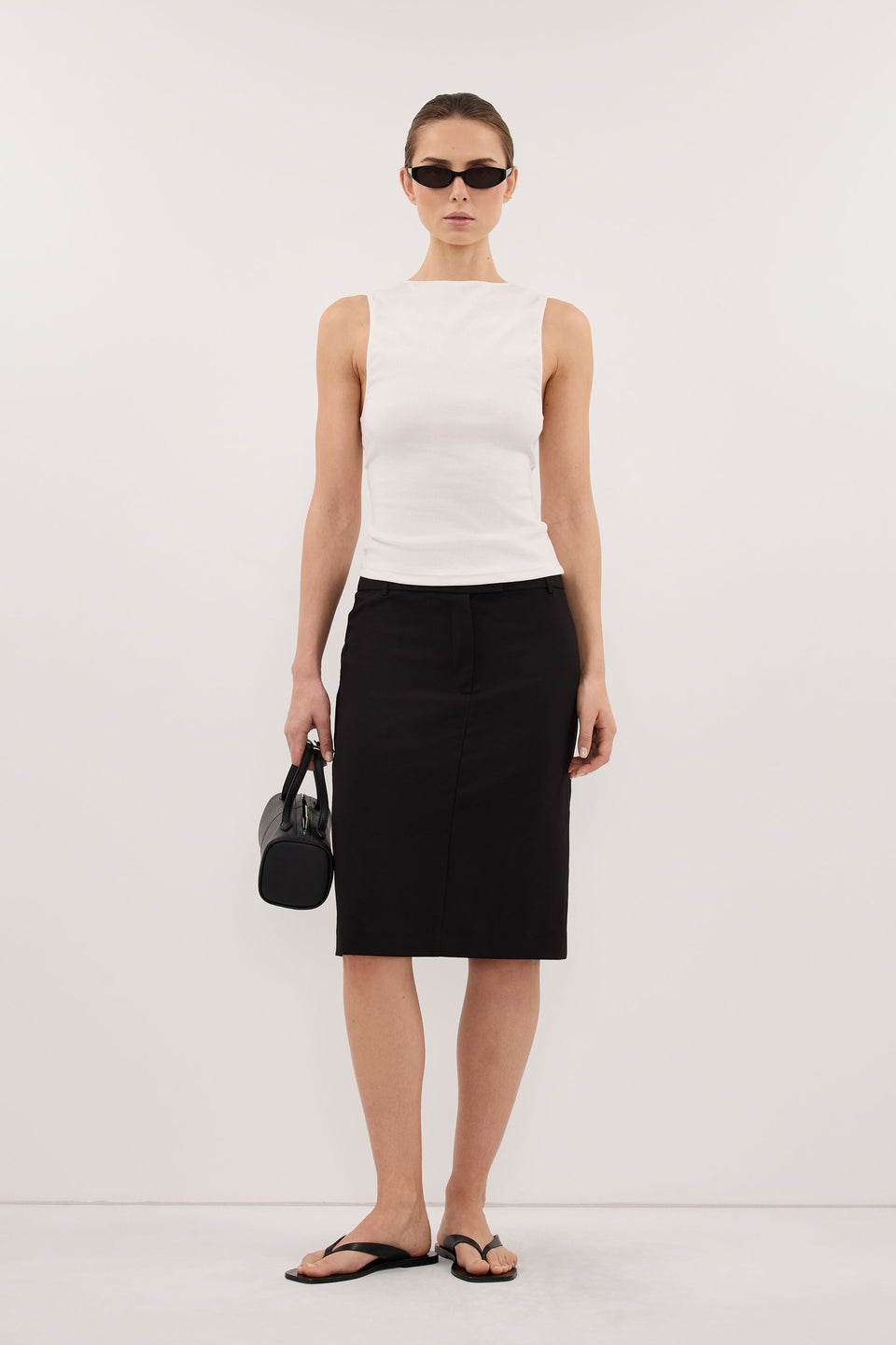 PARKER BLACK KNEE LENGTH SKIRT - PRE ORDER
