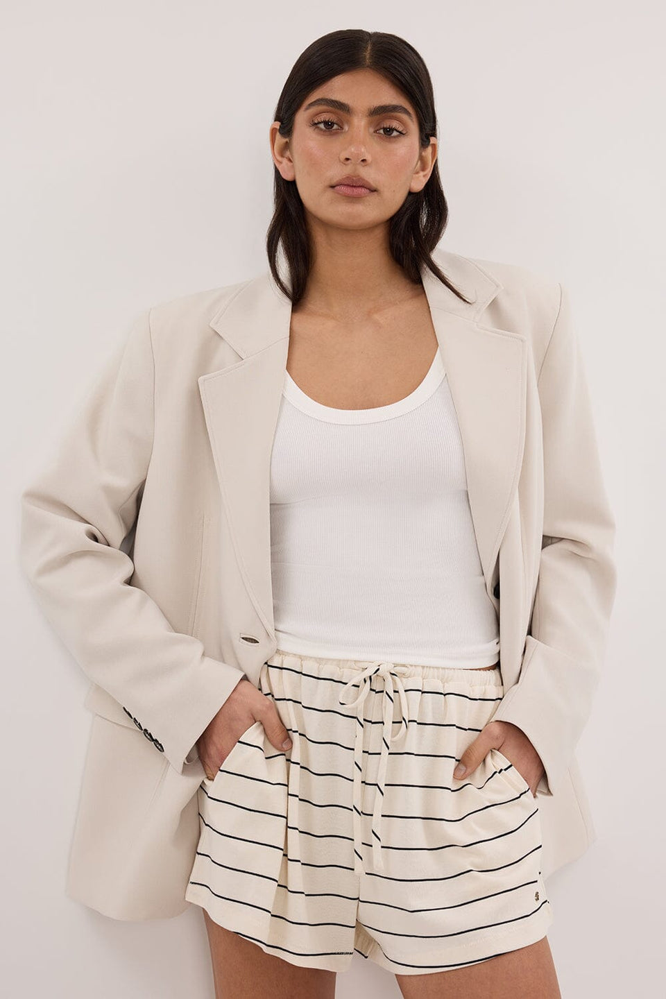 ESME OFF WHITE STRIPE SHORT Clothing DISSH Boutiques