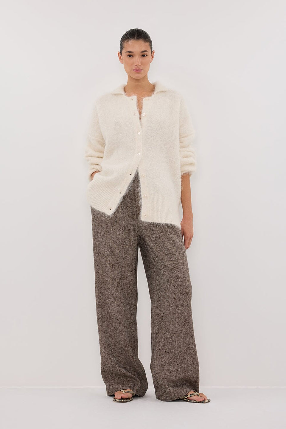FRANKIE CHOC TWEED PANT Clothing DISSH Boutiques 6 CHOCOLATE