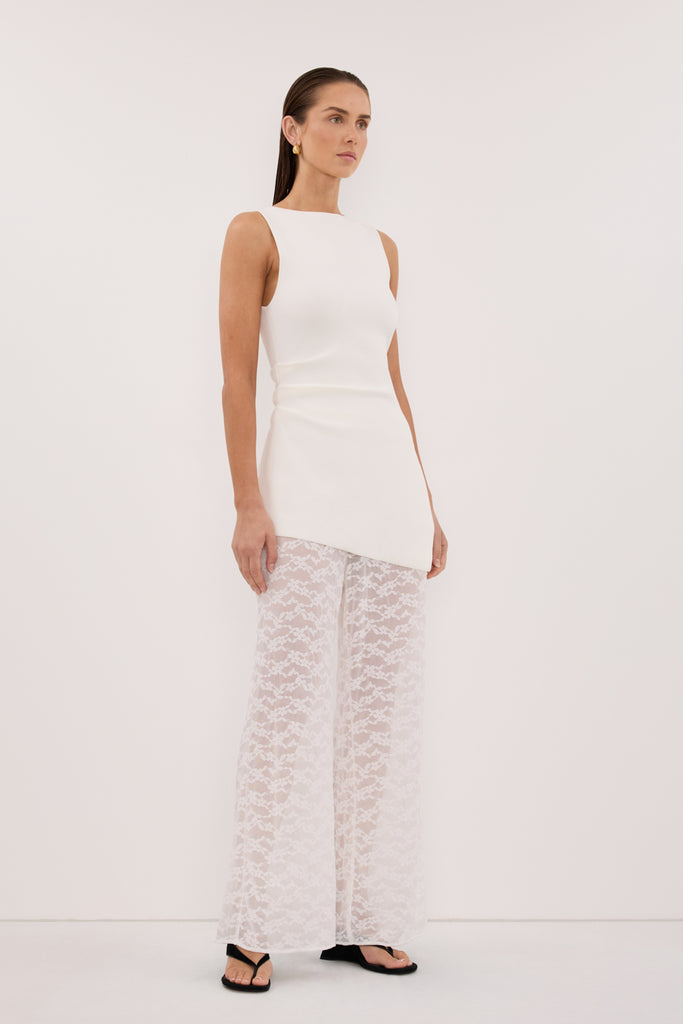 PANTS WAISTBAND LACE DETAIL_WHITE
