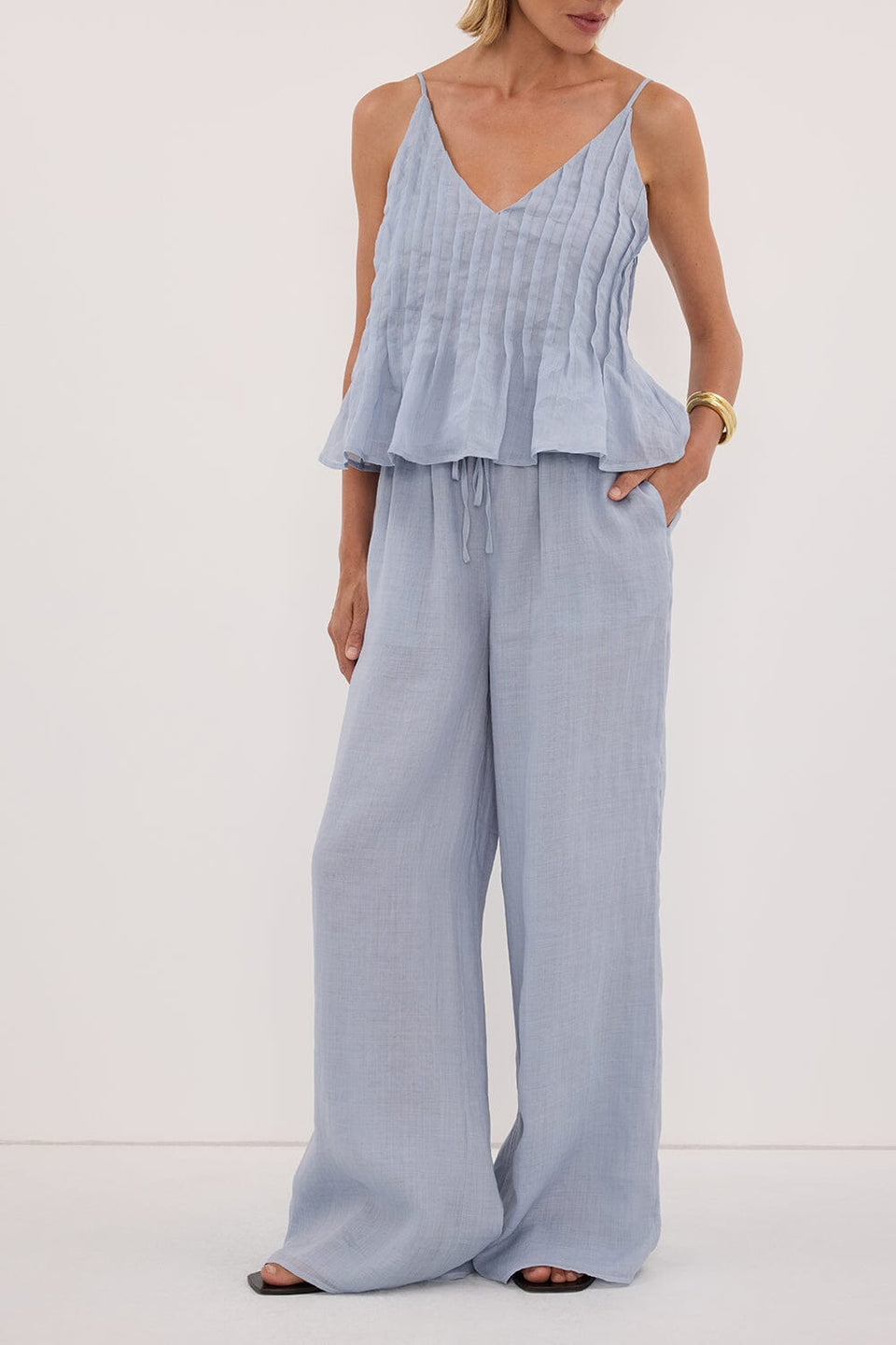 GINNY DUSTY BLUE RAMIE PANT